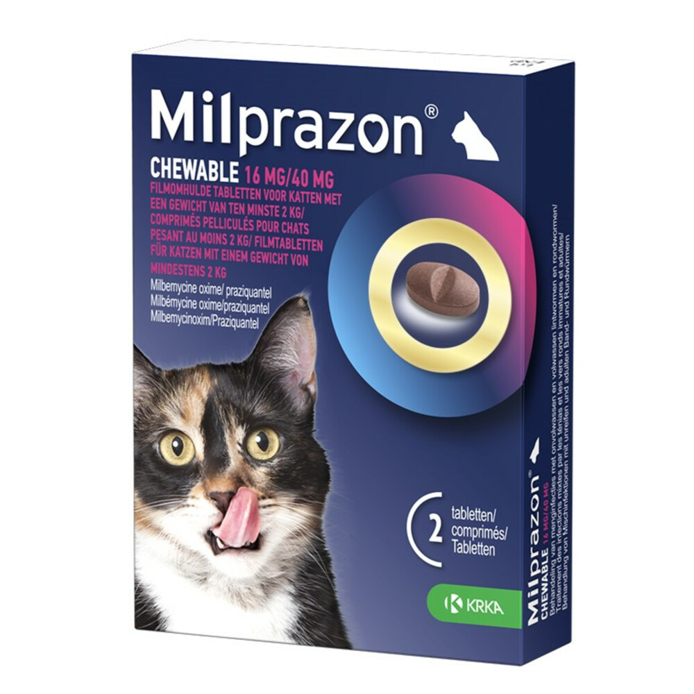 Milprazon Ontworming Kauwtabletten Grote Kat 2 stuks