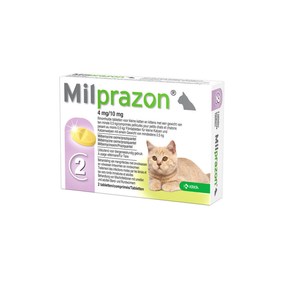 Milprazon Ontworming Tabletten 4 mg / 10 mg Kleine Kat en Kitten 2 stuks