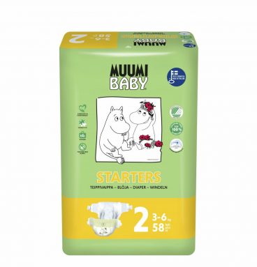 Muumi baby Ecologische Luiers Maat 2 Mini 3-6 kg 58 stuks