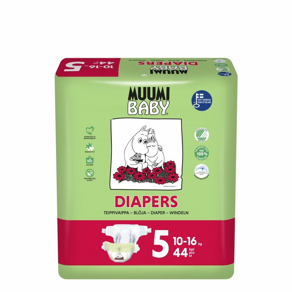 Muumi baby Ecologische Luiers Maat 5 Maxi+ 10-16 kg 44 stuks