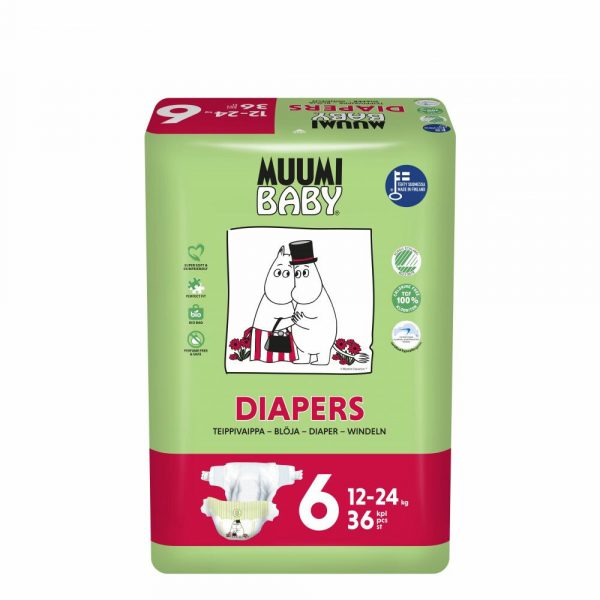 Muumi baby Ecologische Luiers Maat 6 Junior 12-24 kg 36 stuks