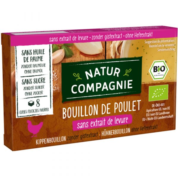 3x Natur Compagnie Kippenbouillon Glutenvrij Bio 8 stuks