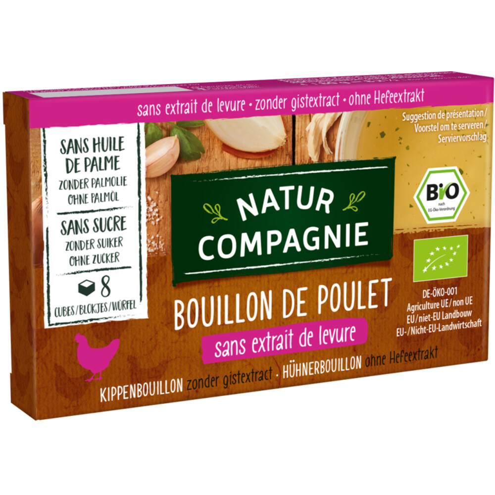 3x Natur Compagnie Kippenbouillon Glutenvrij Bio 8 stuks