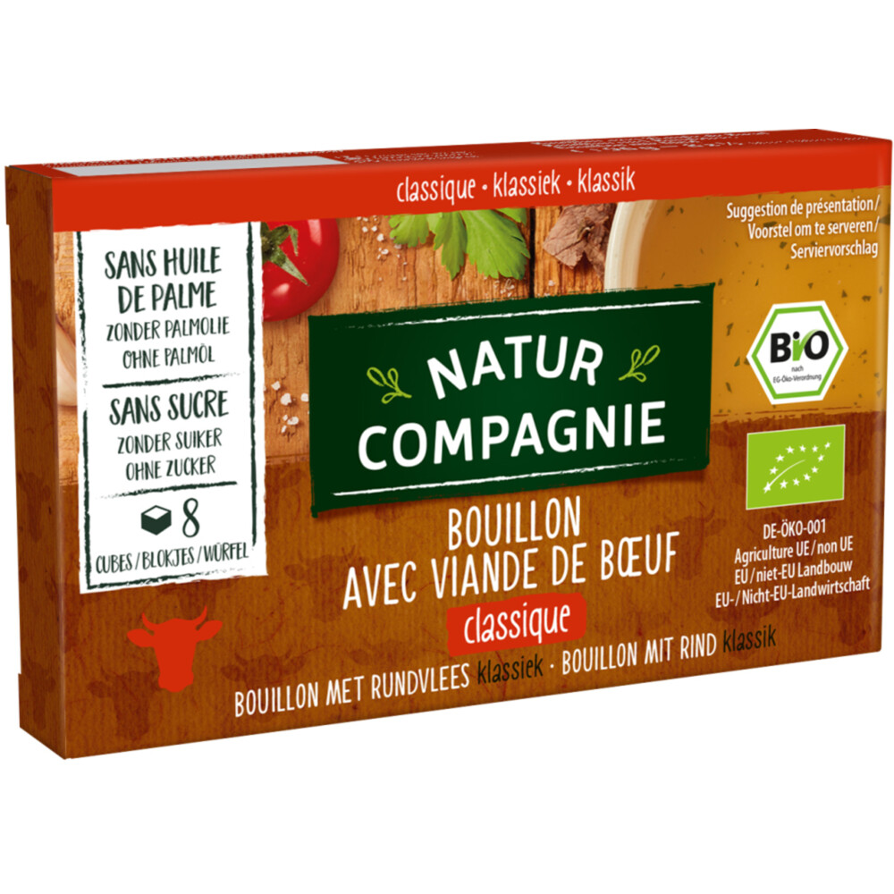 3x Natur Compagnie Runderbouillon Bio 8 stuks