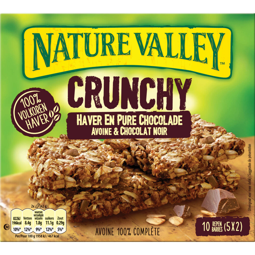 5x Nature Valley Crunchy Haver en Pure Chocolade 5-pack