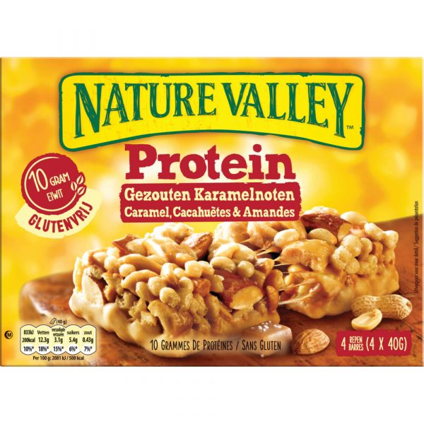 8x Nature Valley Proteine Gezouten Karamelnoten 4-pack