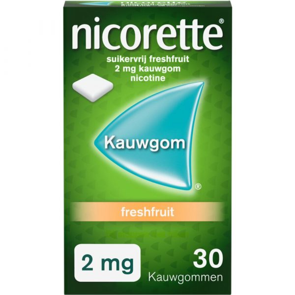 Nicorette Suikervrij Kauwgom 2 mg Fresh Fruit 30 stuks