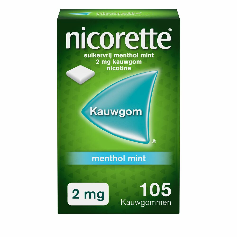 Nicorette Suikervrij Kauwgom Menthol Mint 2 mg 105 stuks