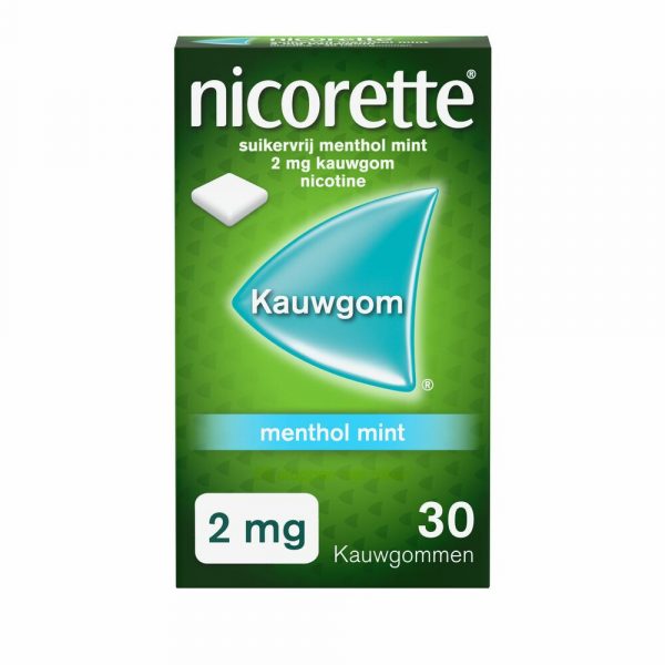 Nicorette Suikervrij Kauwgom Menthol Mint 2mg 30 stuks