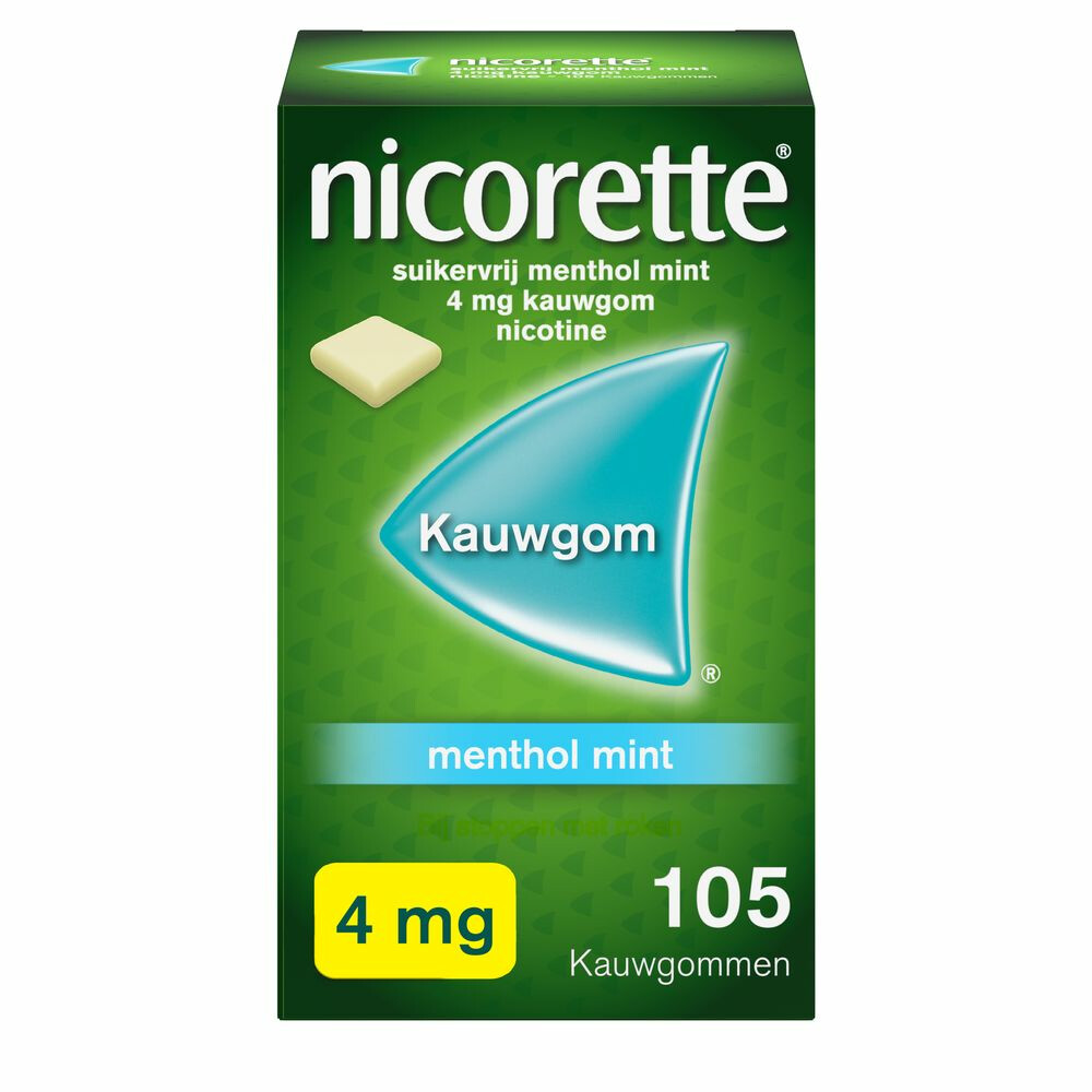 Nicorette Suikervrij Kauwgom Menthol Mint 4mg 105 stuks