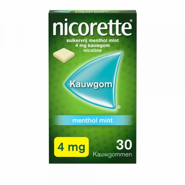 Nicorette Suikervrij Kauwgom Menthol Mint 4mg 30 stuks