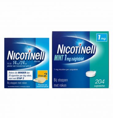 Nicotinell Combinatie therapie: Pleister 14 mg 14 st + Zuigtablet Mint 1 mg 204 st Pakket