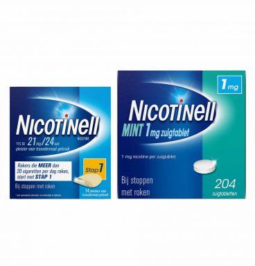 Nicotinell Combinatie therapie: Pleister 21 mg 14 st + Zuigtablet Mint 1 mg 204 st Pakket