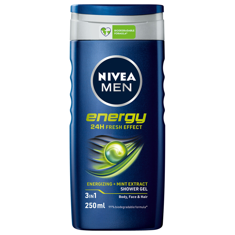 24x Nivea Douchegel 3in1 For Men Energy 250 ml