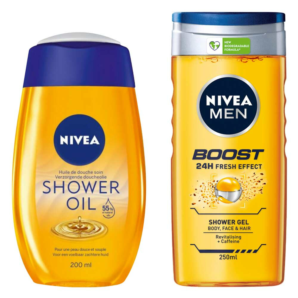 Nivea Natural Doucheolie + Showergel Men Pakket