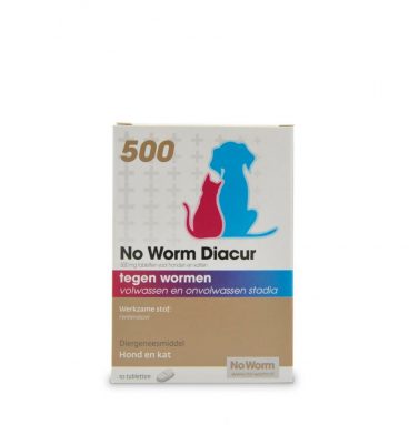 No Worm Diacur 500 Ontworming Hond en Kat 10 tabletten