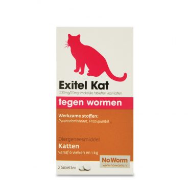 No Worm Exitel Ontworming Tabletten Kat vanaf 1 kg 2 tabletten