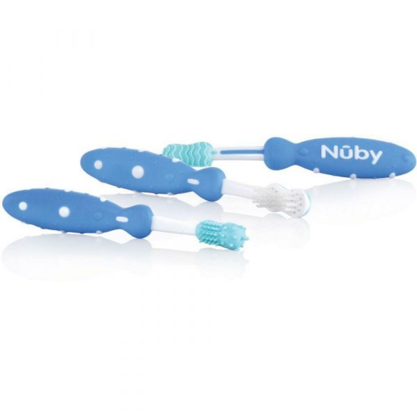 Nuby Tandenborstelset Blauw 3m+ 3 stuks