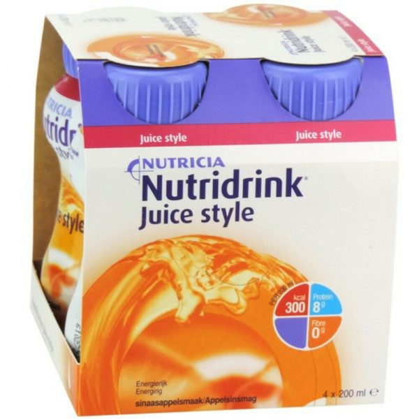 3x Nutricia Nutridrink Juice Style Sinaasappel 4 x 200 ml