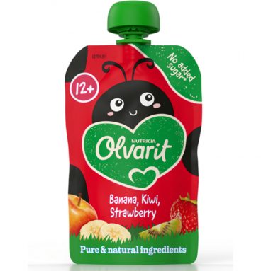 Olvarit Knijpfruit 12+m Aardbei Banaan Kiwi 100 gr