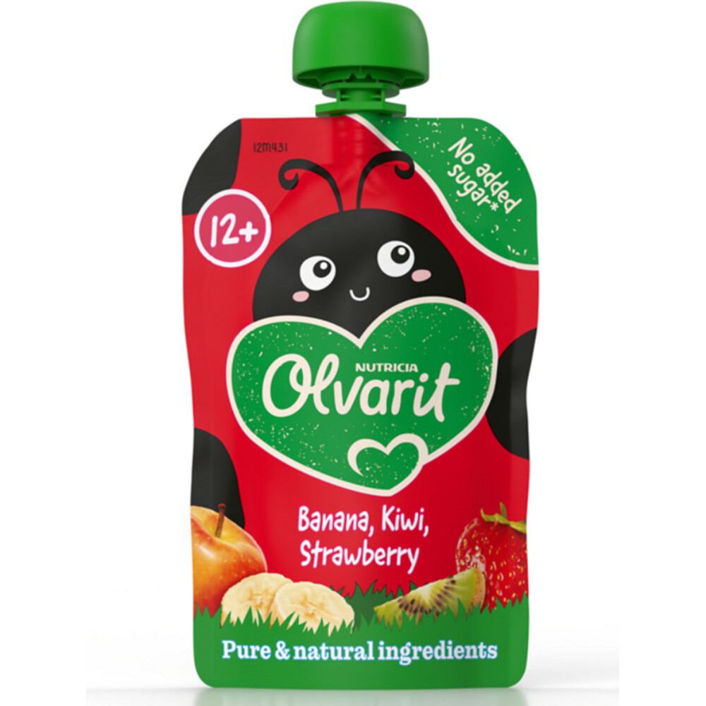 Olvarit Knijpfruit 12+m Aardbei Banaan Kiwi 100 gr