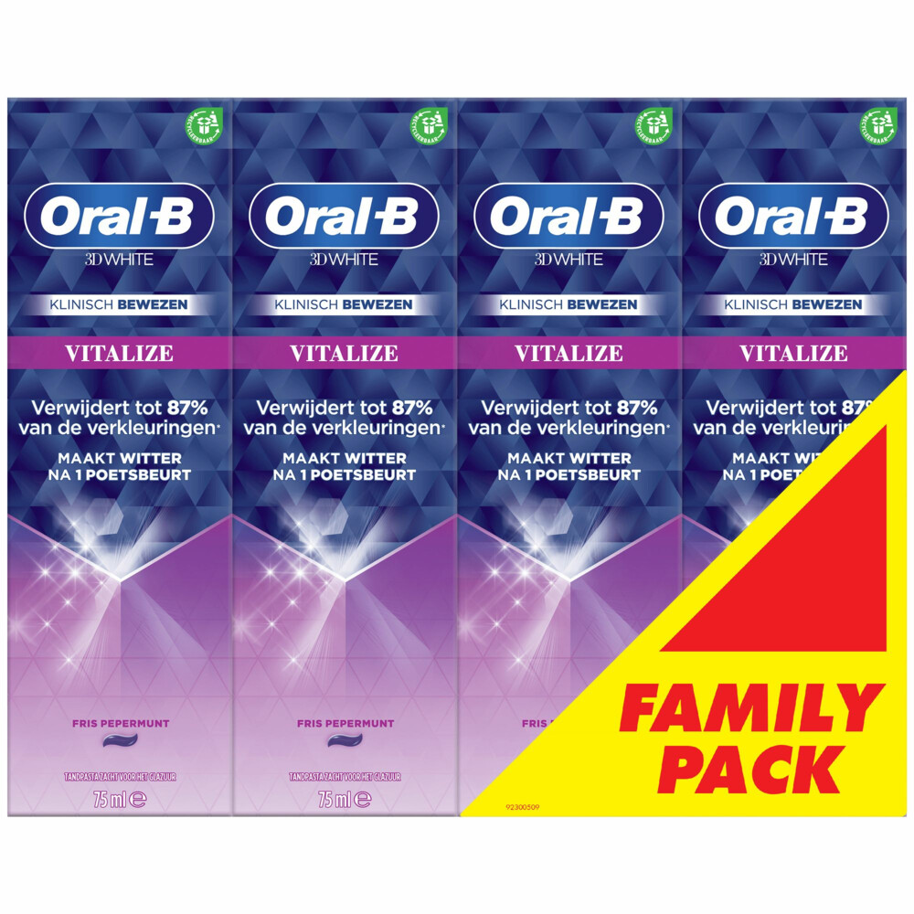 6x Oral-B Tandpasta 3D White Vitalizing Fresh 4 x 75 ml