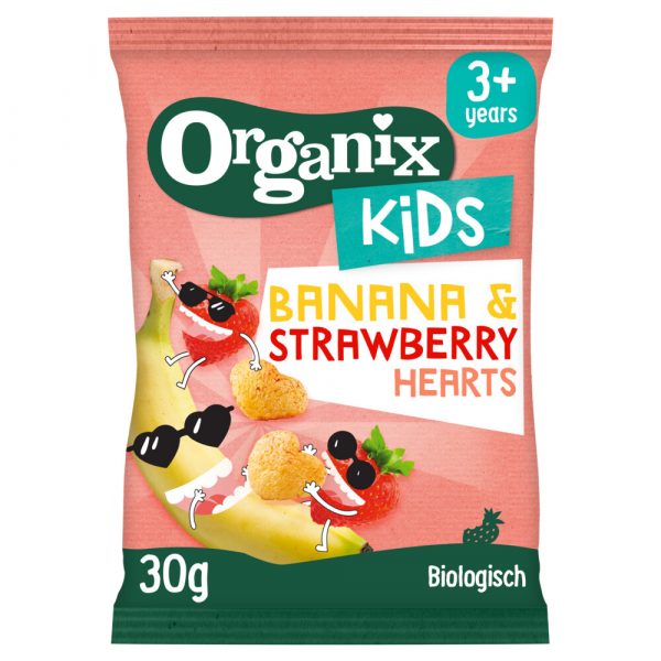 9x Organix Kids Chips Banaan&Aardbei 30 gr