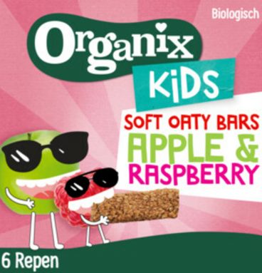 6x Organix Kids Haverreep Appel&Framboos 3+ jaar 6x30 gr