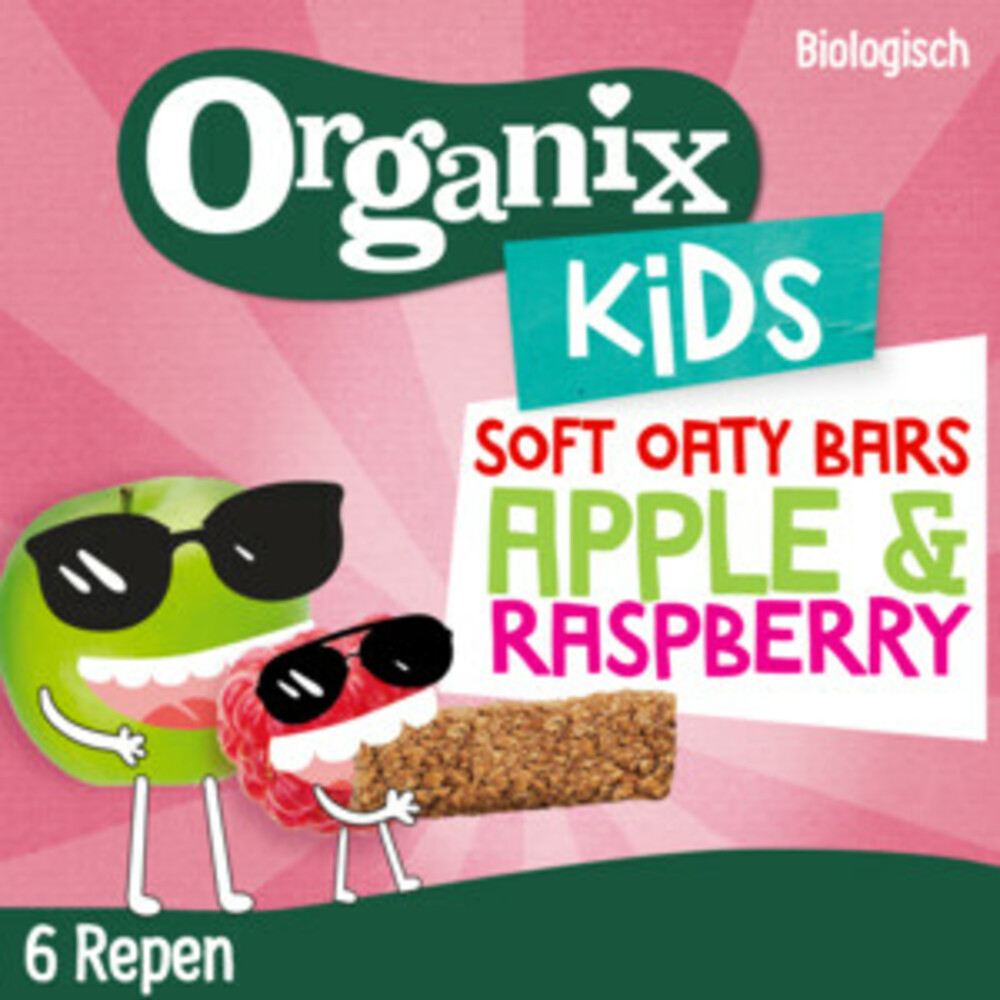 6x Organix Kids Haverreep Appel&Framboos 3+ jaar 6x30 gr