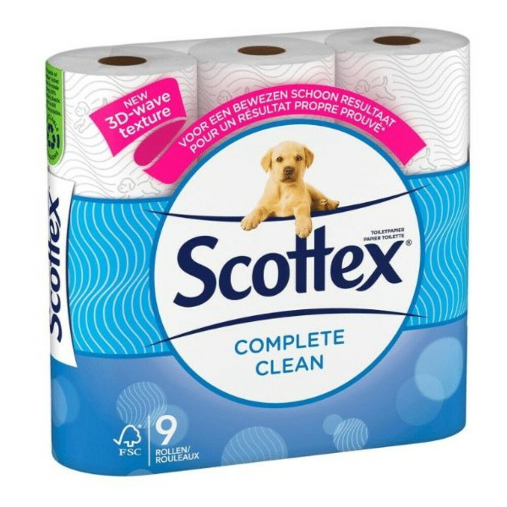 8x Page Scottex Toiletpapier Complete Clean 2-laags 9 stuks