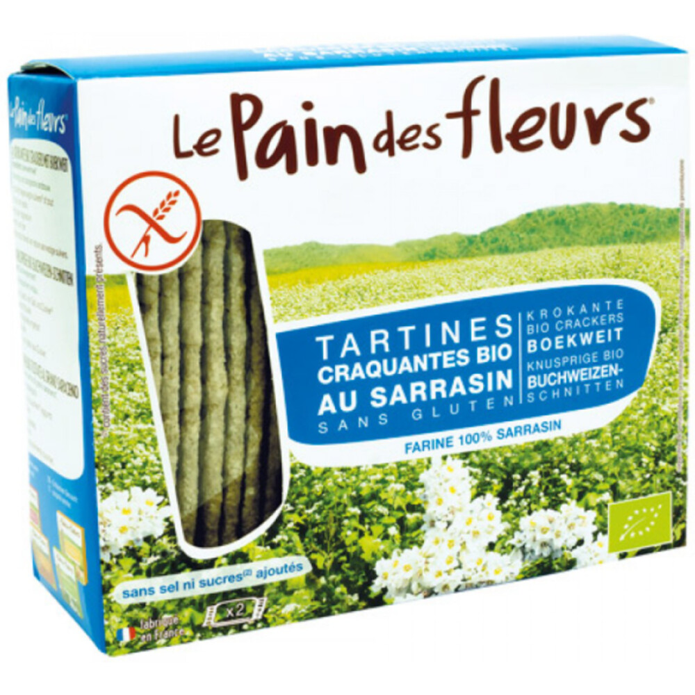 9x Pain fleur Crackers Boekweit Zonder Zout 150 gr