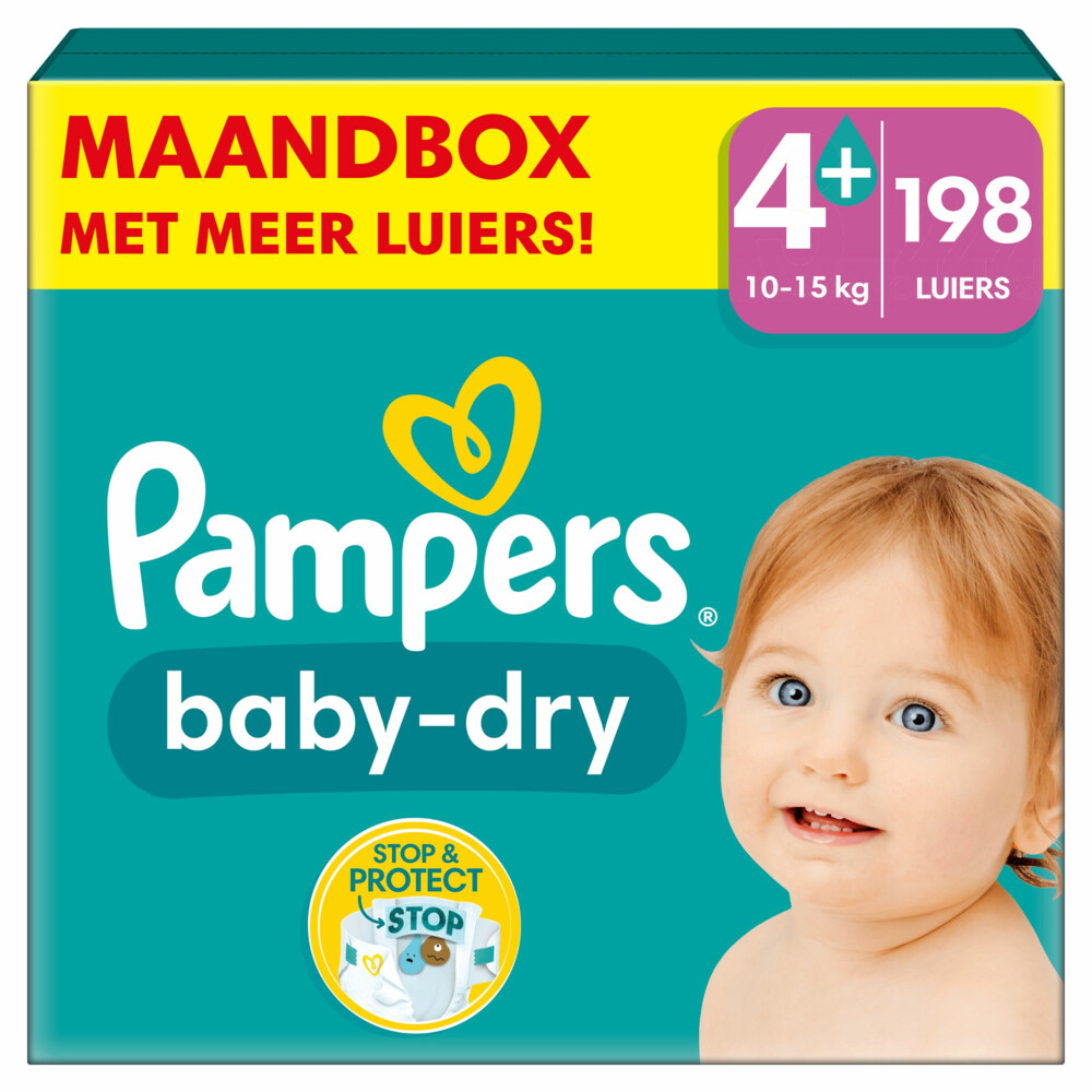 Pampers Baby Dry Luiers Maat 4+ (10-15 kg) 198 stuks