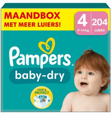 Pampers Baby Dry Luiers Maat 4 (9-14 kg) 204 stuks