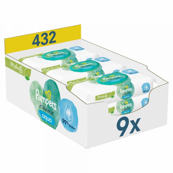 Pampers Billendoekjes Aqua Harmonie 9x48 = 432 doekjes