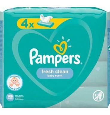 3x Pampers Billendoekjes Fresh Clean Navulpak 4x52=208 doekjes