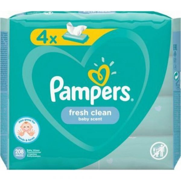 3x Pampers Billendoekjes Fresh Clean Navulpak 4x52=208 doekjes