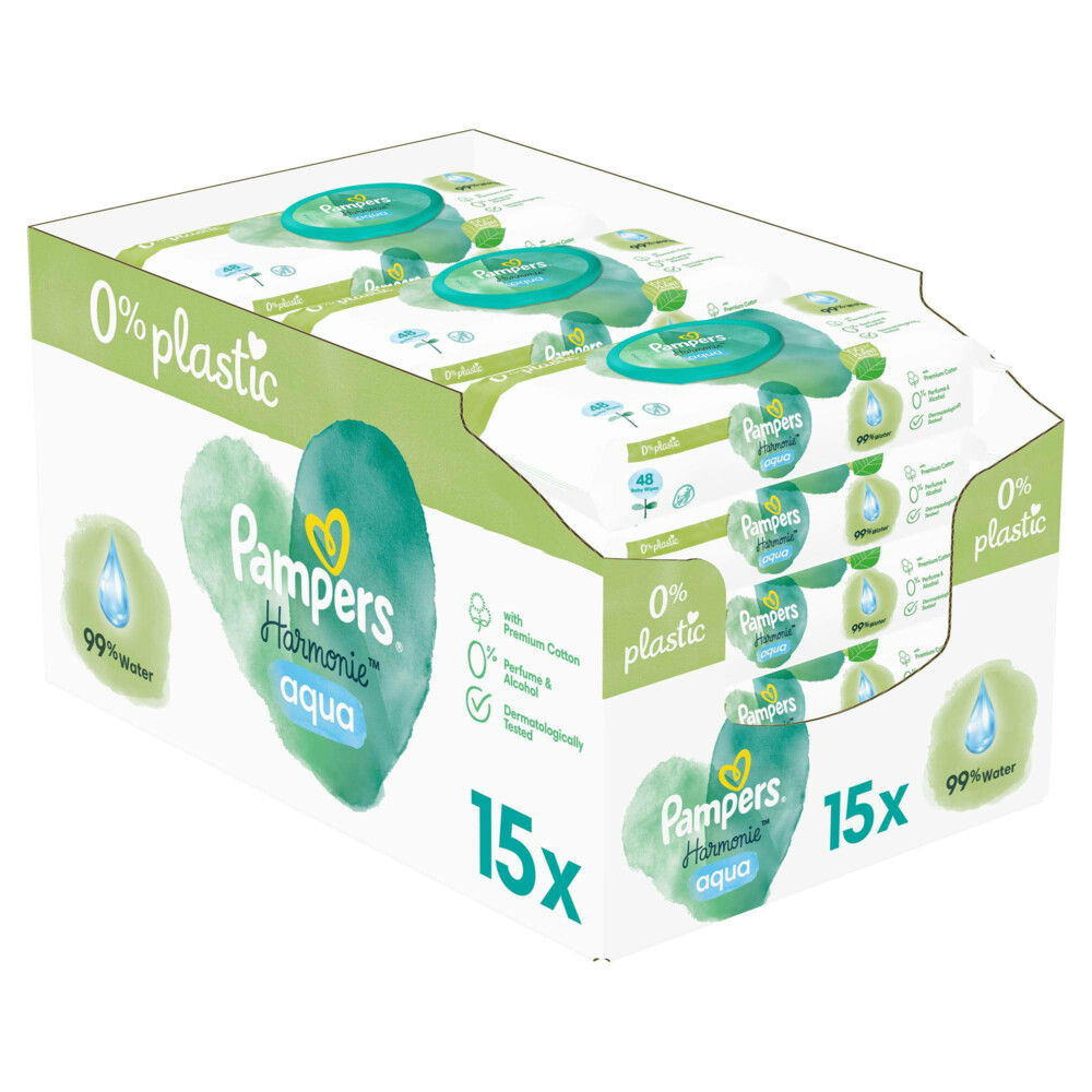 3x Pampers Billendoekjes Harmonie Aqua 15x48 =720 doekjes