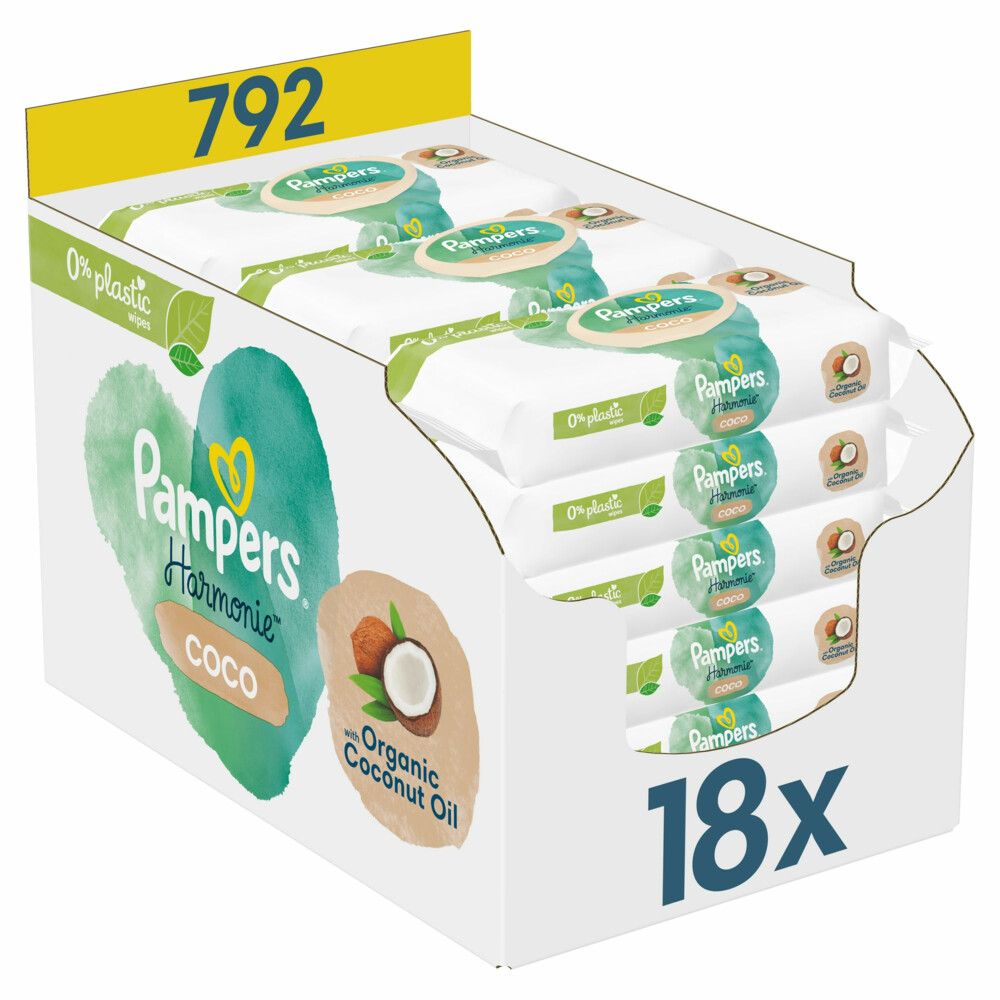 Pampers Billendoekjes Pure Coconut Navulpak 18x44 = 792 doekjes