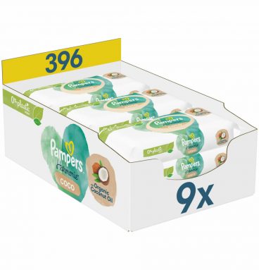 Pampers Billendoekjes Pure Coconut Navulpak 9x44 = 396 doekjes