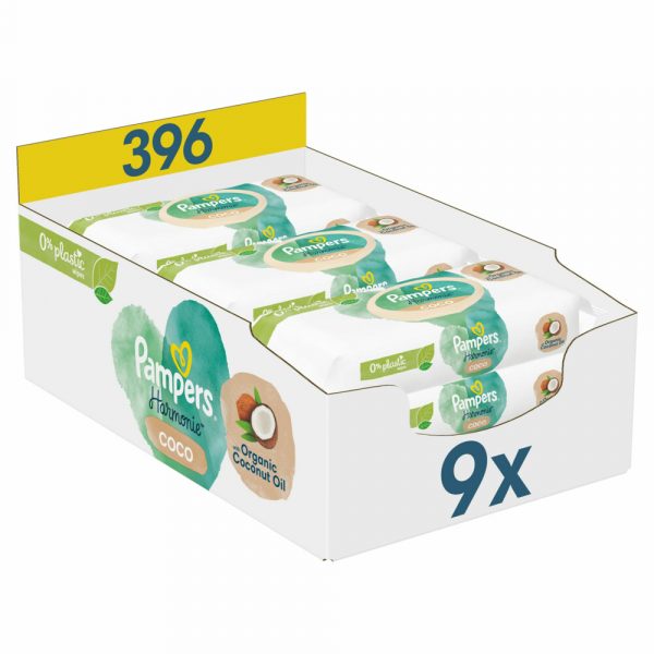 Pampers Billendoekjes Pure Coconut Navulpak 9x44 = 396 doekjes