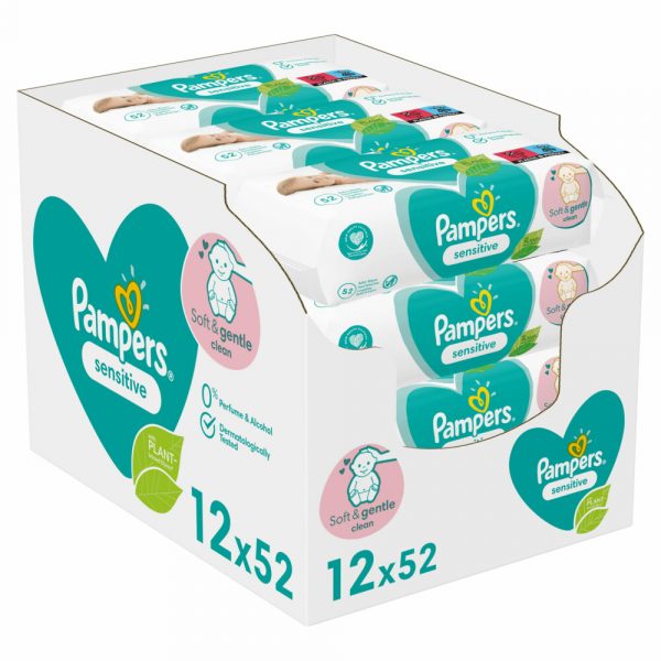 2x Pampers Billendoekjes Sensitive Navulpak 12x52=624 doekjes