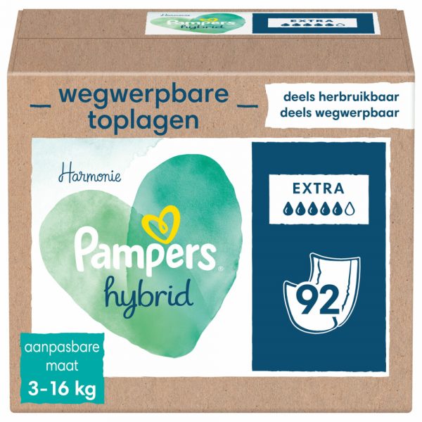 Pampers Harmonie Hybrid Wegwerpbare Toplagen Extra Absorberend 92 stuks