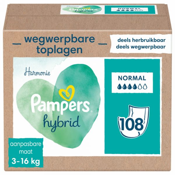 Pampers Harmonie Hybrid Wegwerpbare Toplagen Normaal 108 stuks