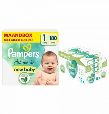 Pampers Harmonie Luiers Maat 1 en Harmonie Aqua Billendoekjes 720 stuks Pakket