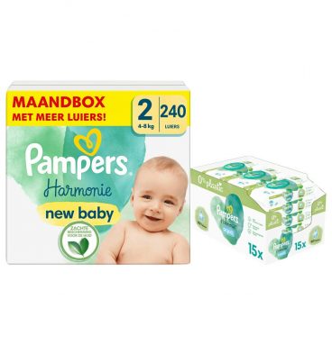 Pampers Harmonie Luiers Maat 2 en Harmonie Aqua Billendoekjes 720 stuks Pakket