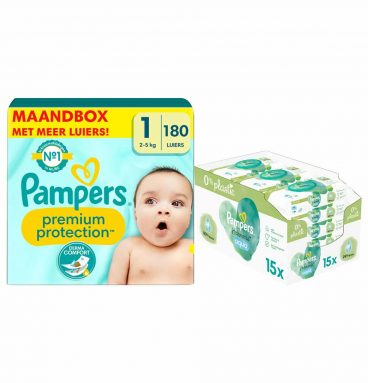 Pampers Premium Protection Luiers Maat 1 en Harmonie Aqua Billendoekjes 720 stuks Pakket