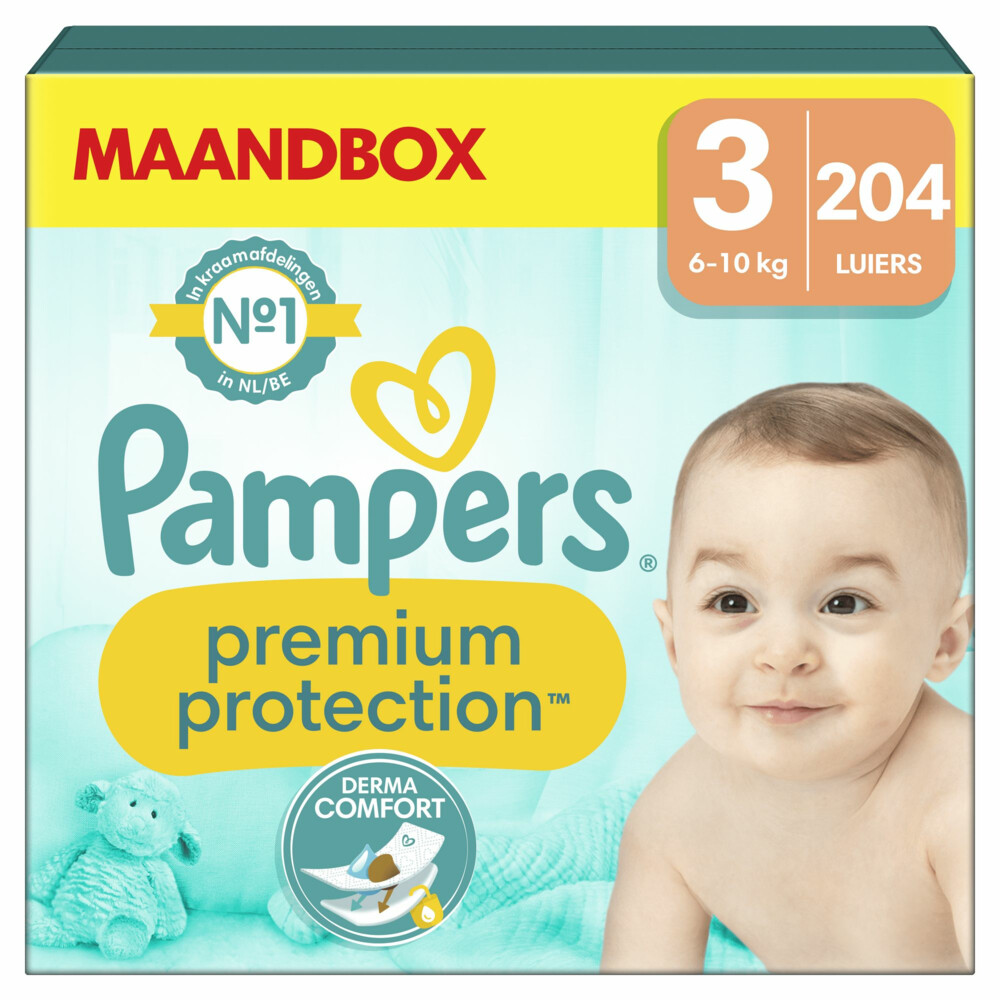 Pampers Premium Protection Luiers Maat 3 (6-10 kg) 204 stuks