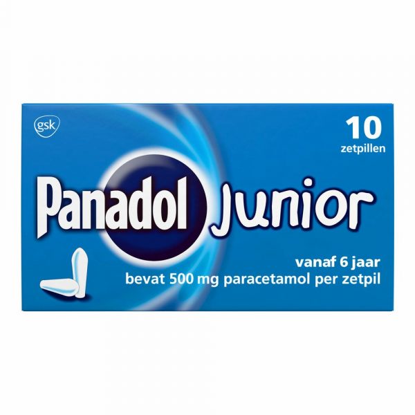 Panadol Junior Zetpillen 500 mg 6 jaar - 12 jaar 10 zetpillen