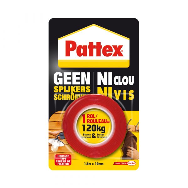 12x Pattex Geen Spijkers&Schroeven Montage Tape Binnen&Buiten 120 kg 1