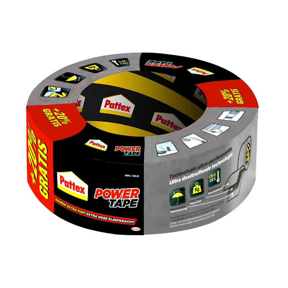 Pattex Power Tape Grijs +20% Gratis 30 m